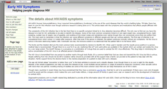 Desktop Screenshot of earlyhivsymptoms.wikidot.com